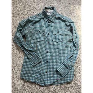 Men's Checkered Button Up Long Sleeve Shirt, Size Small